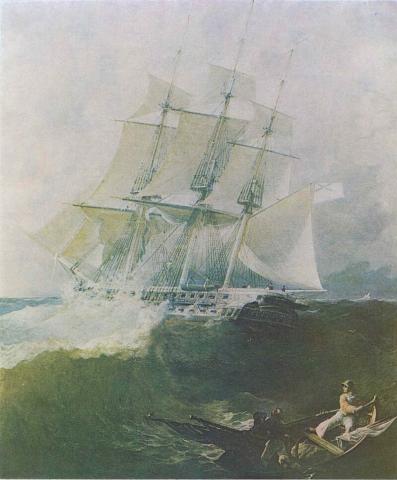 Фрегат «Аврора» во время бури. 1838